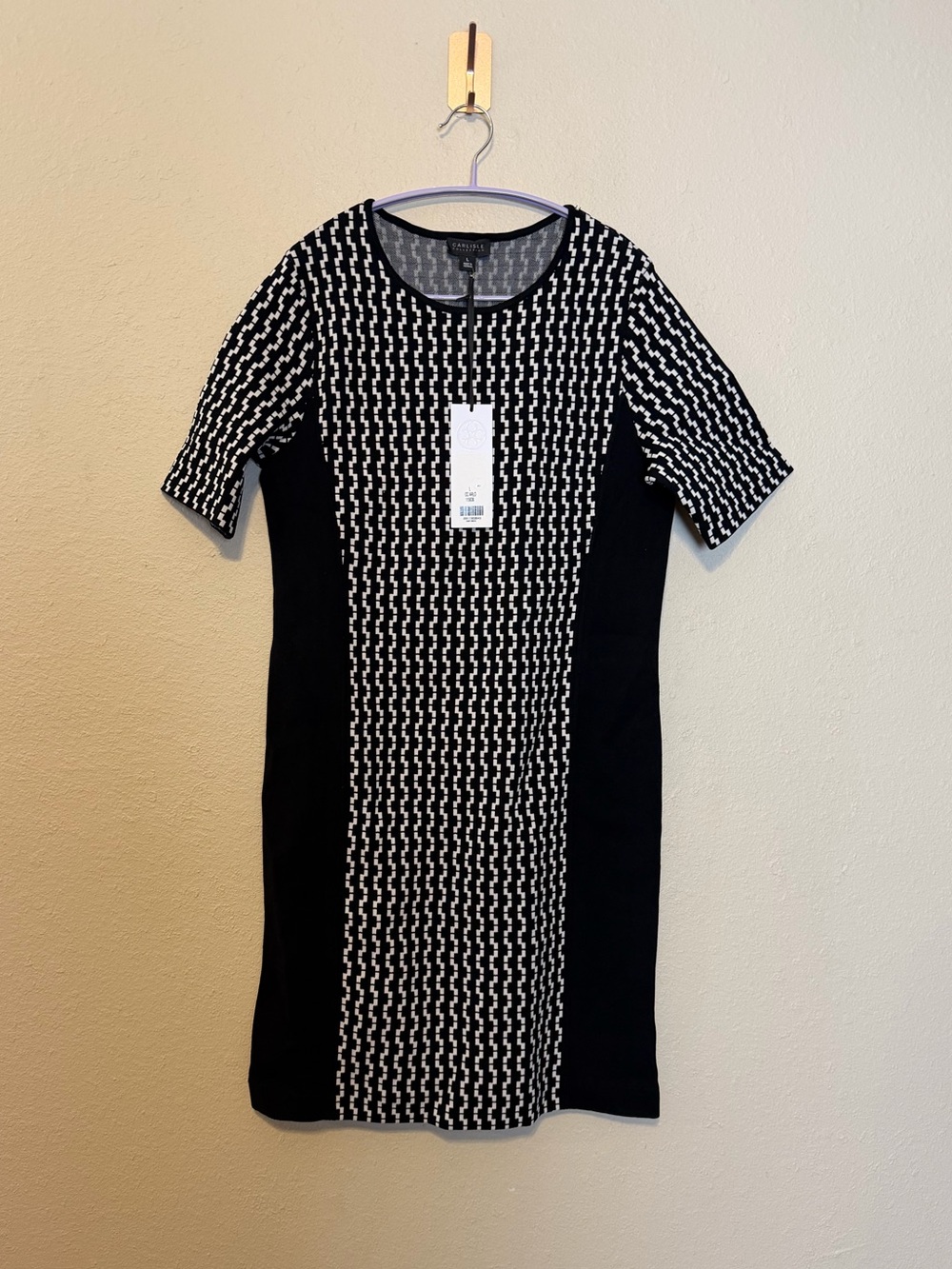 Carlisle Collection Jacquard Black & White dress size Size Large NWT